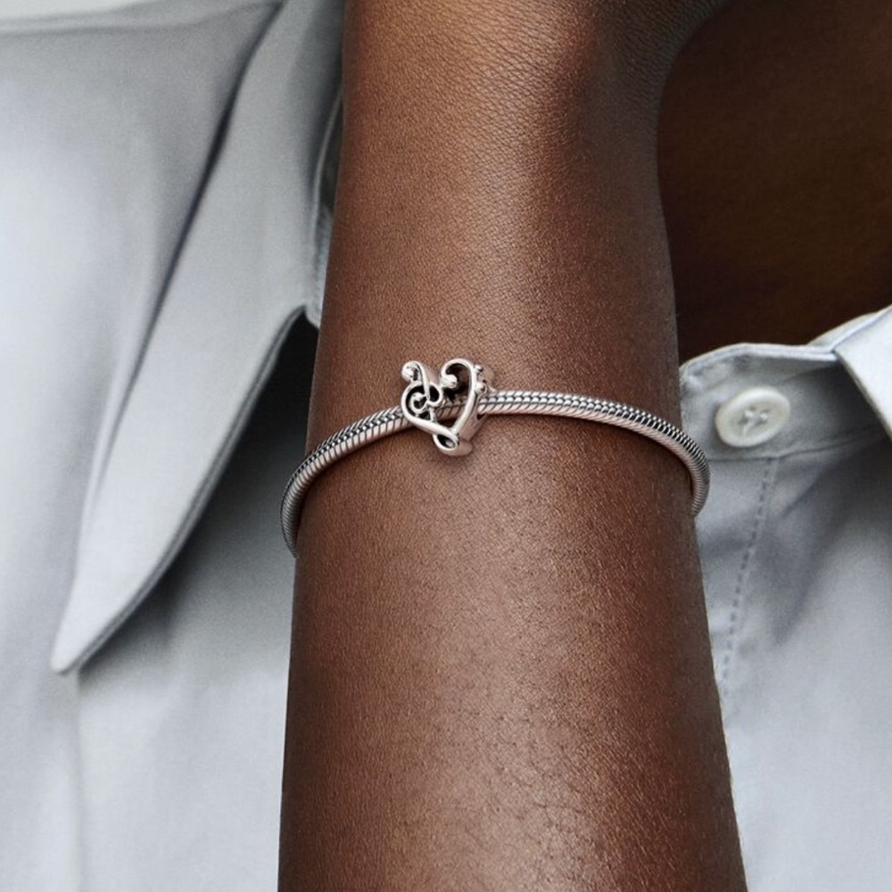 NWT Sterling Silver Heart Treble Clef Bass Clef Charm